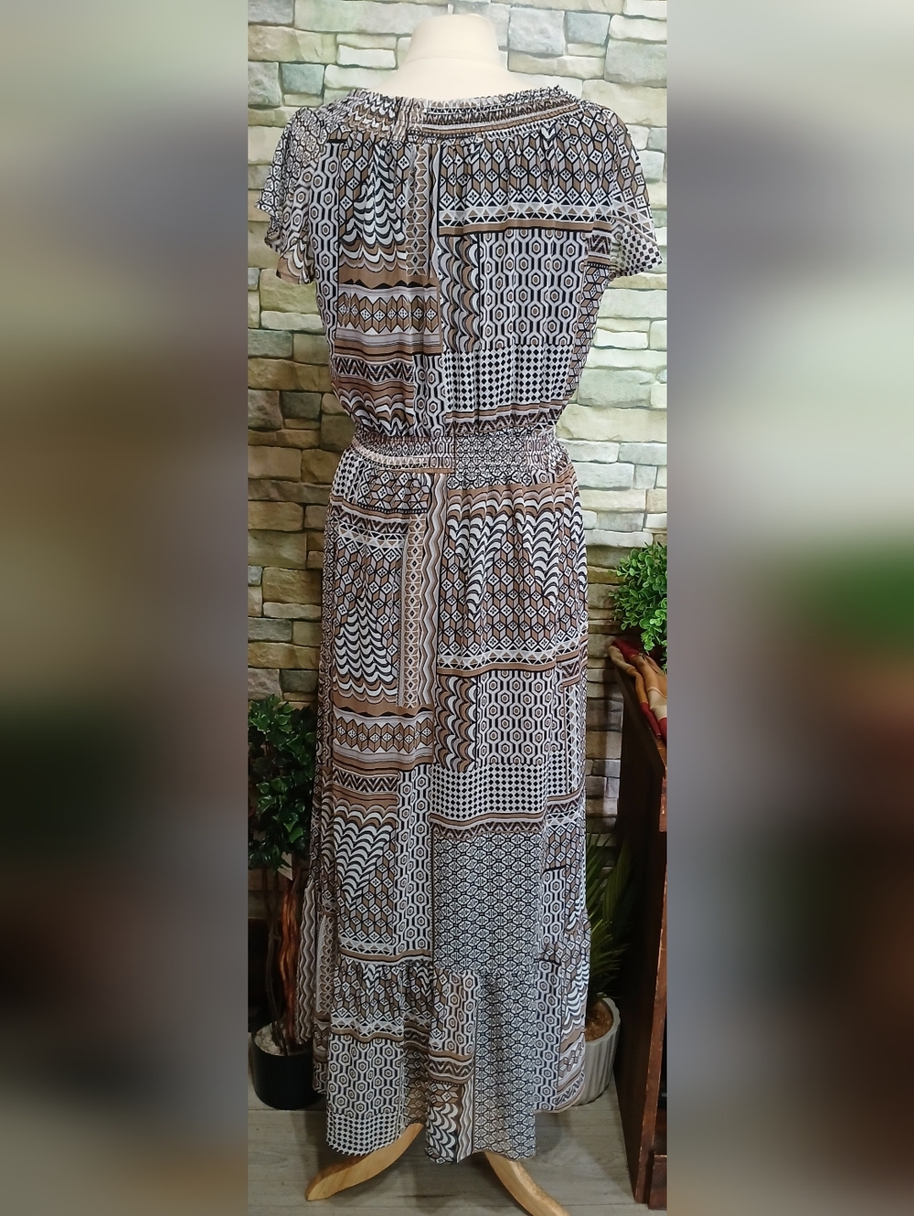 Coldwater Creek Womens Large Abstract Geo Pattern Maxi Dress Cottagecore - Picture 4 of 6